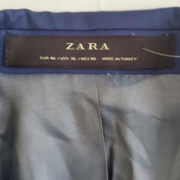 Zara Men's Tuxedo Jacket Blue Black Notch Lapel Lined Dinner Coat Size 36 NWT - Picture 5 of 11
